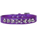 Mirage Pet Products Double Crystal & Spike Croc Dog CollarPurple Size 18 720-18 PRC18